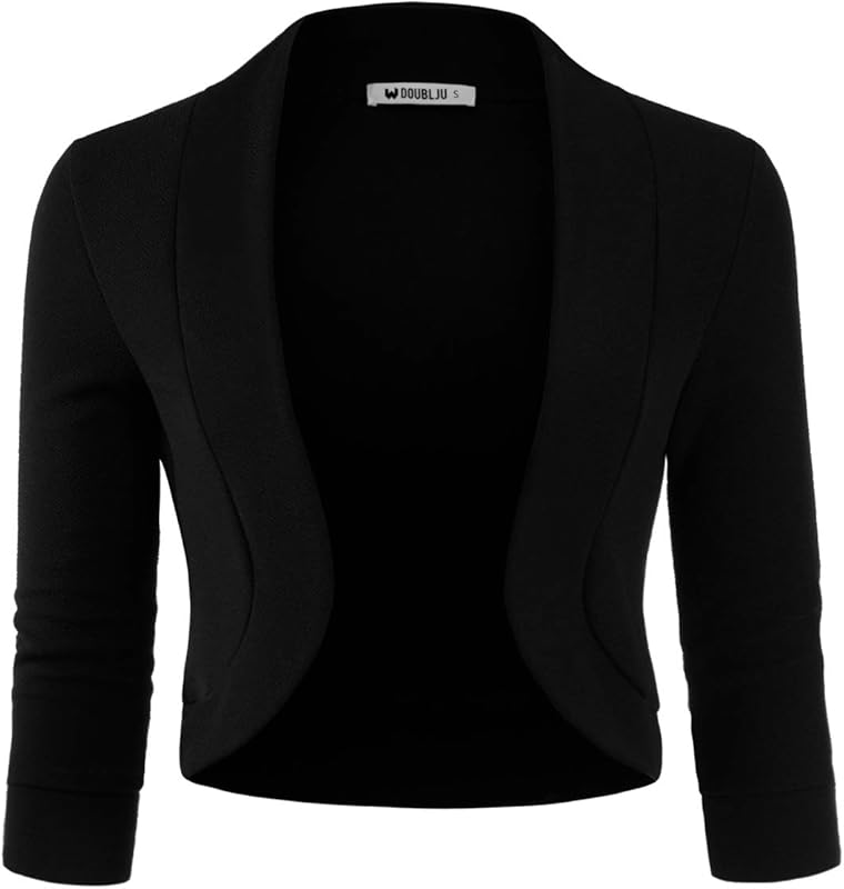 DOUBLJU Bolero Cardigan Jacket Cropped