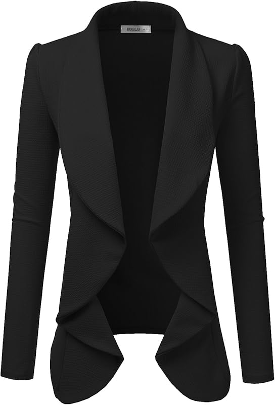 DOUBLJU Classic Draped Front Blazer