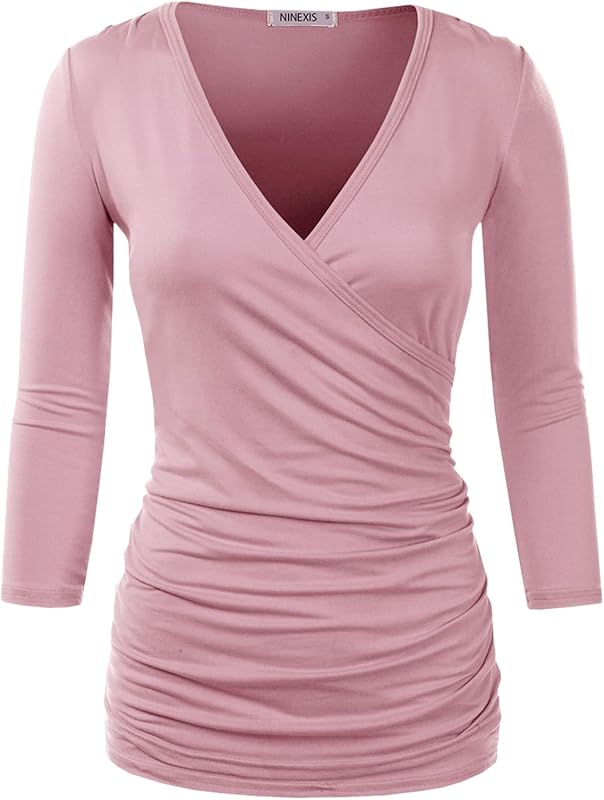 DOUBLJU Sleeve Ruched Casual Antiquemauve