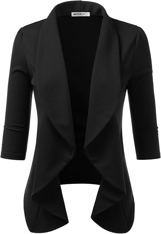 DOUBLJU Womens Lightweight Sleeve Blazer